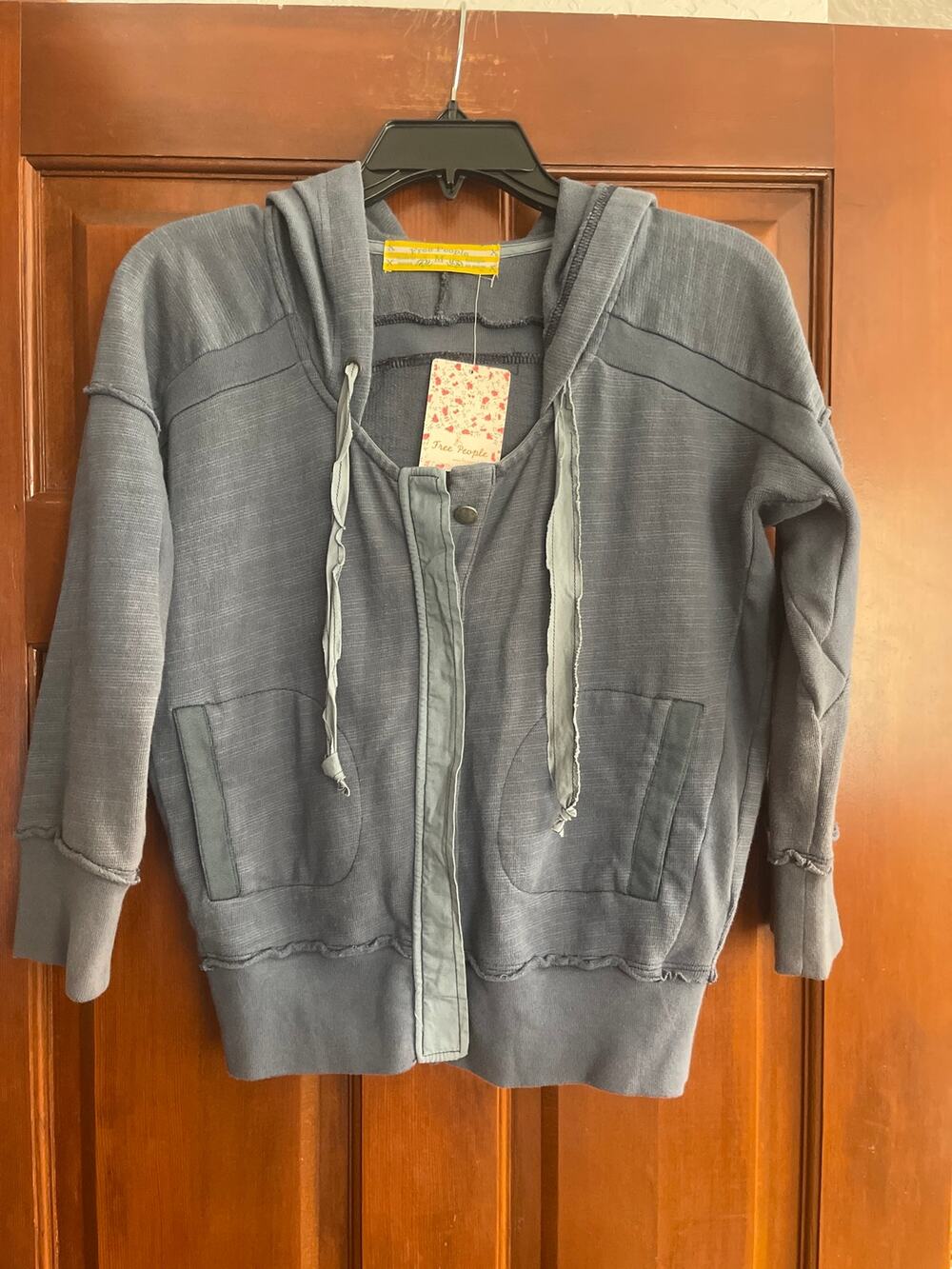 NWT Free People Back To You Henley Hoodie Navy Blue Crop M